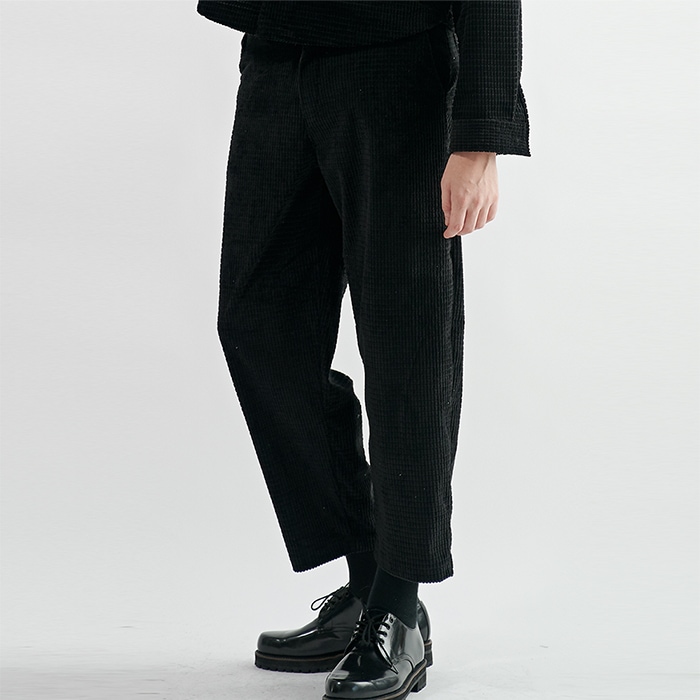 [送料無料]スミスアもーチェックコーデュロイ トラウザー パンツブラック