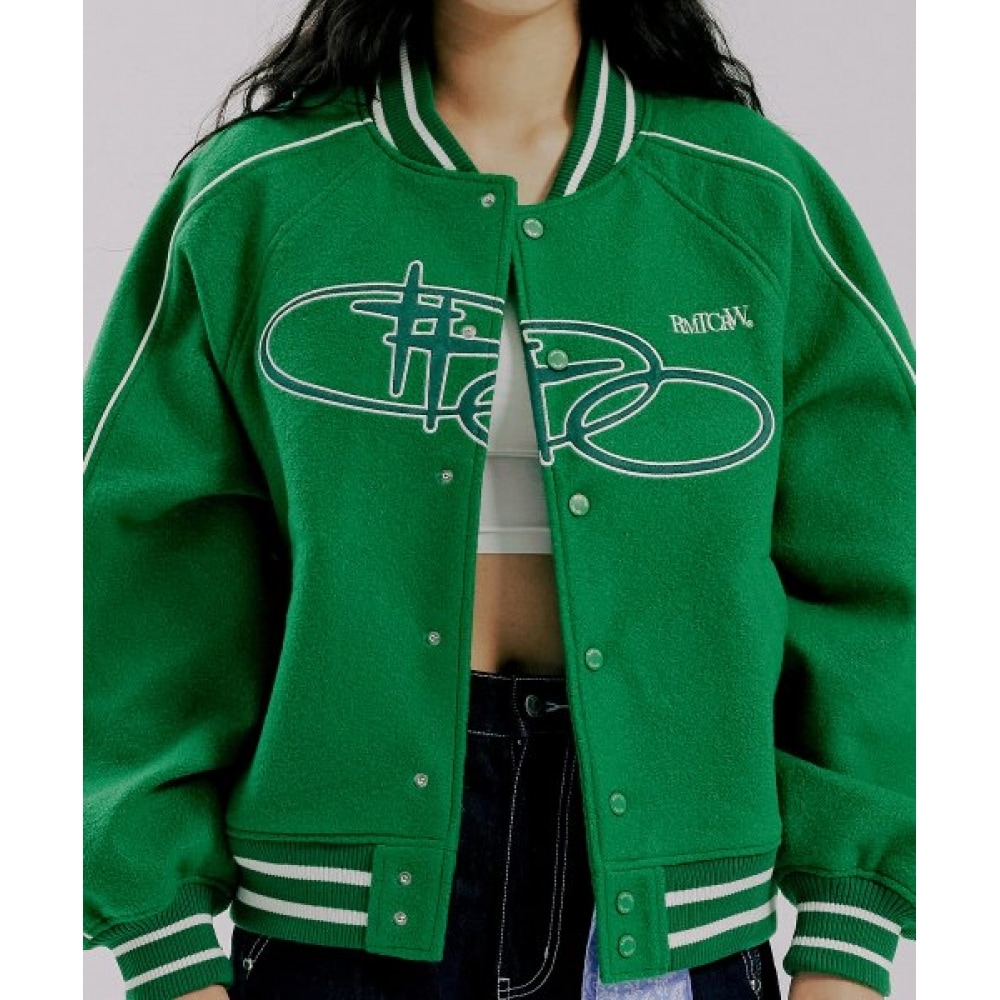 ROMANTIC CROWN (ロマンティッククラウン) カセンティーノウールバーシティジャケット_グリーン