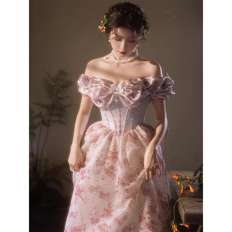 【送.料.無.料.急速発送】レトロ2025デコルテドレス 演奏会 ウェディング 発表会 成人式 二次会 お呼ばれ