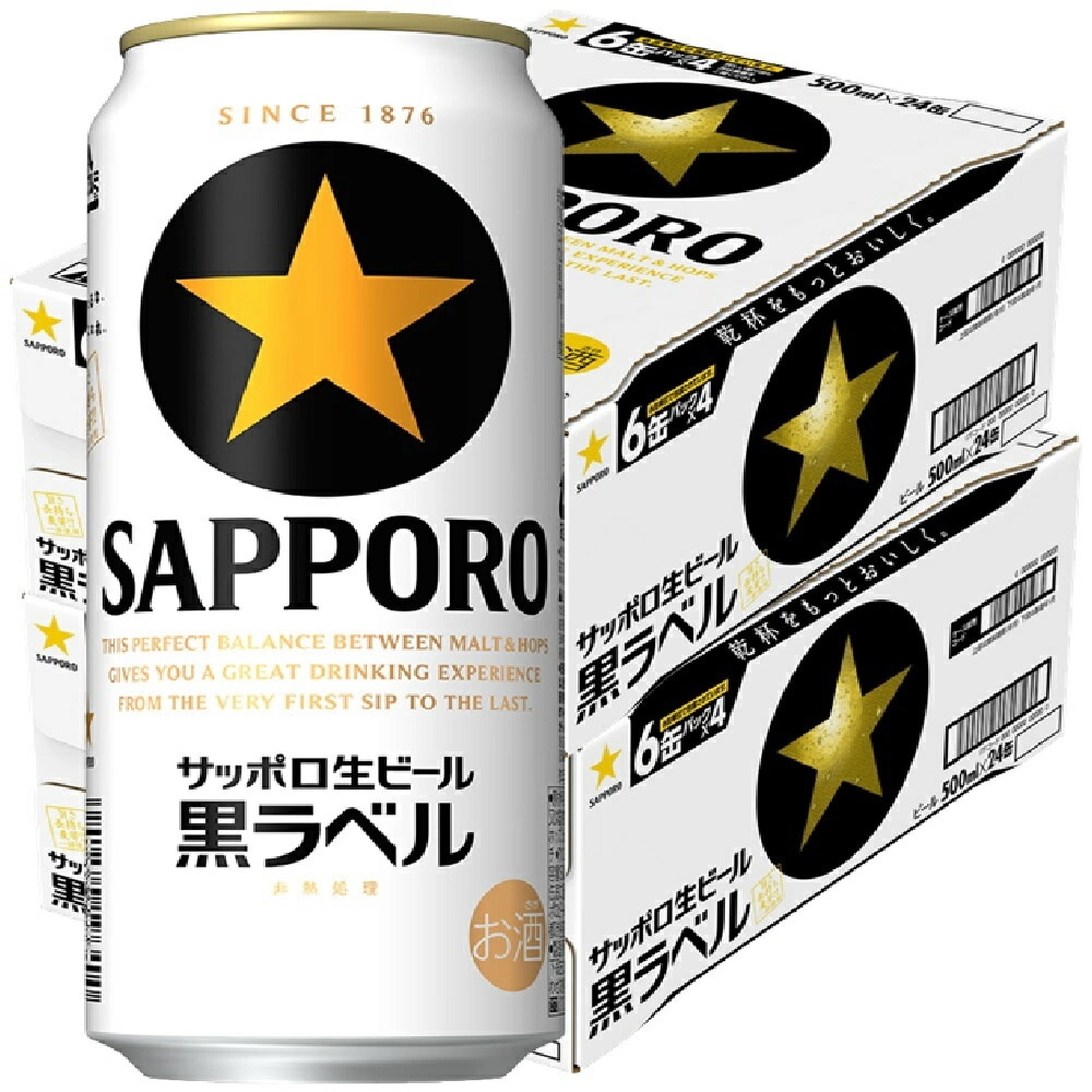 サッポロ 黒ラベル 500ml48本(2ケース)【北海道東北四国九州地方は別途送料が掛かります】