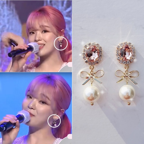 [OH MY GIRLスンヒ着用イヤリング] Lovely Peachpink Earrings 韓国人気アイドルアクセサリー 韓国ファッションジュエリー カスタムジュエリー