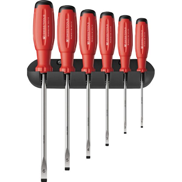 PB SWISS TOOLS ピービースイスツールズ 6本組 スイスグリップEVO マイナスドライバーセット ホルダー付 38240.H