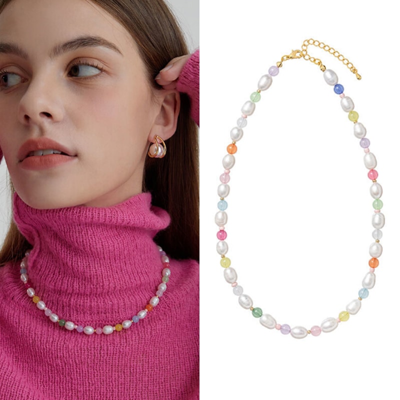 [(G)I-DLEミンニfromis_9 イチェヨン着用] [韓国人気女性アイドル着用] PEARL AND BEADS NECKLACE AN421009 韓国の女性アイドルアクセサリー