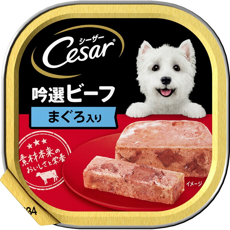 （まとめ買い）マース シーザー 吟選ビーフ まぐろ入り 100g 犬用フード [x24]