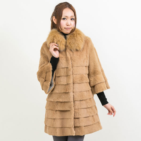 シェアードラビット フォックス ファー トリミング コート ベージュ 送料無料 レディース ギフト プレゼント