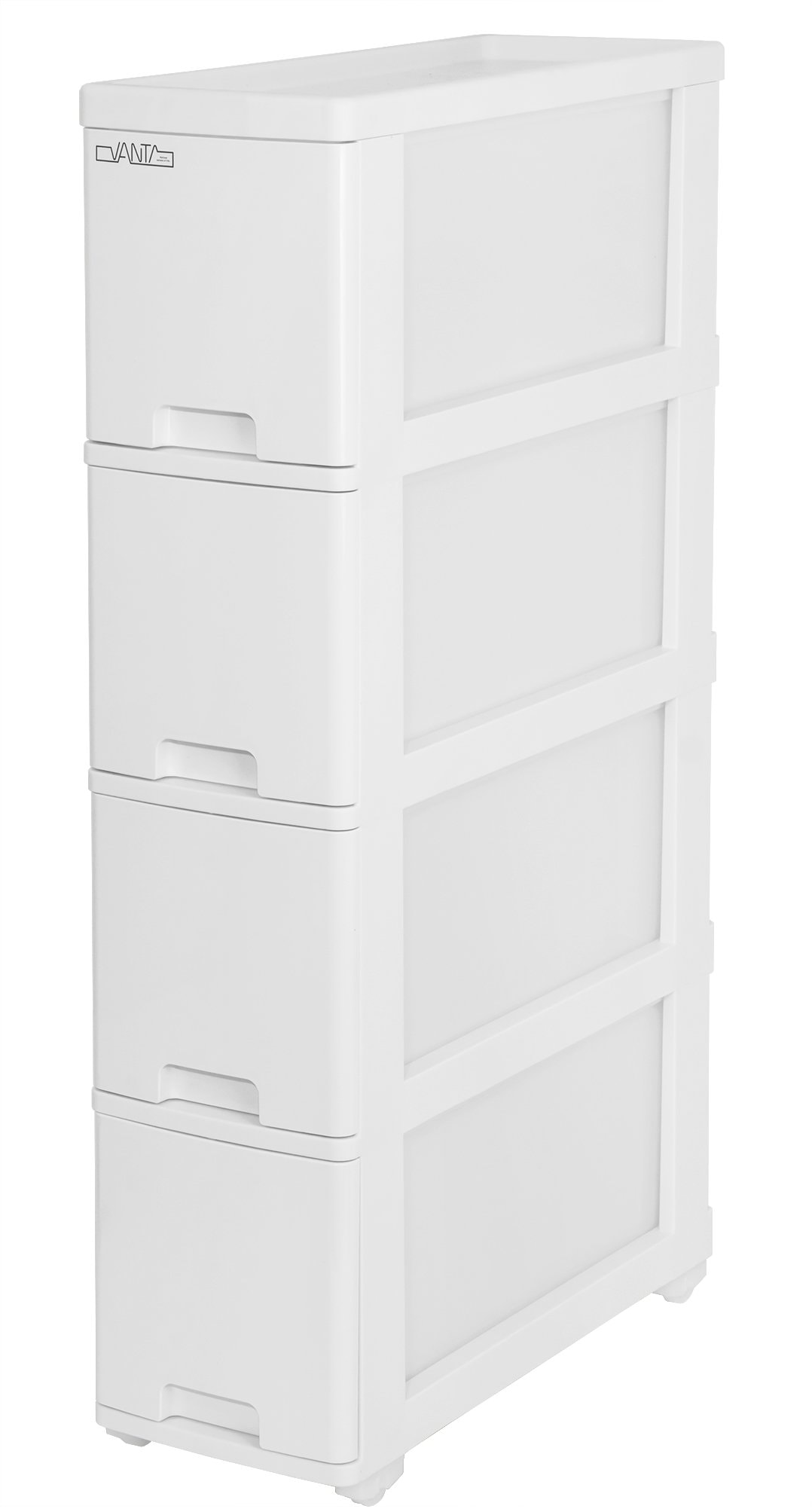 最安値挑戦中 サンコープラスチック(SankoPlastic) 隙間収納ボックス バンテスリム4段 幅18.2×奥45×高79.9cm ホワイト