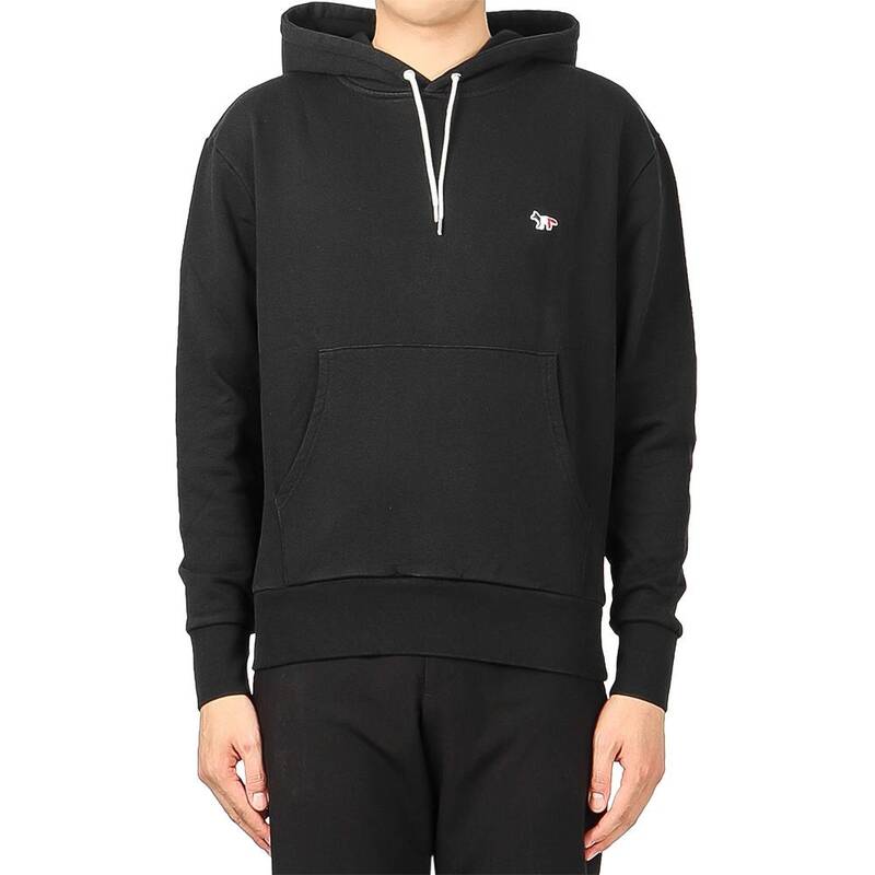 ユニセックス トリコロール フォックス フード付きスウェットシャツ (AU00307KM0001 BLACK)