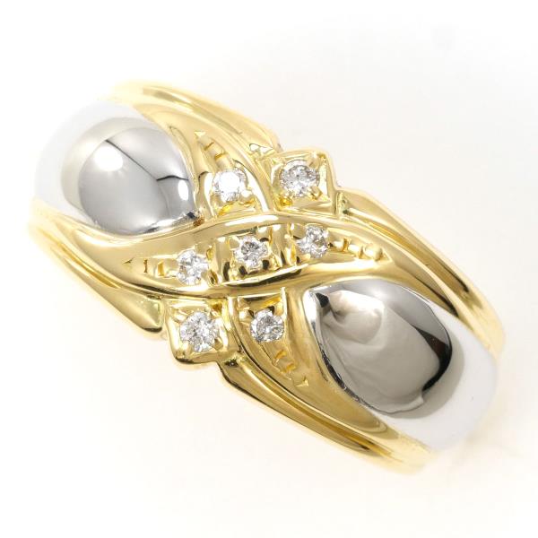 PT900 プラチナ K18YG リング 指輪 10.5号 ダイヤ カード鑑別書 ジュエリー 中古