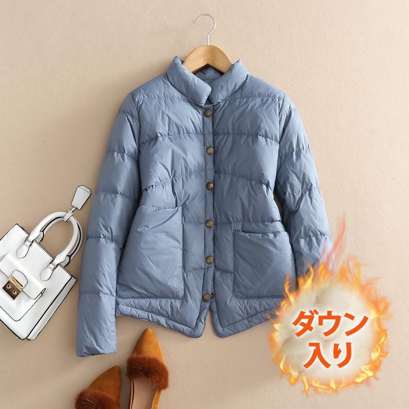 ダウンジャケット レディース 冬服 立ち襟 軽量 ボタンダウン 無地 秋冬 ダウンコート 暖かい 保温 防寒 羽織り パーカー アウター
