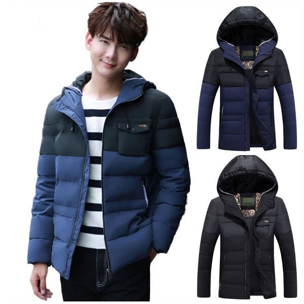 ダウンジャケット メンズ 中綿 ショート フード 厚手 ダウンコート ファスナー 秋冬防寒防風