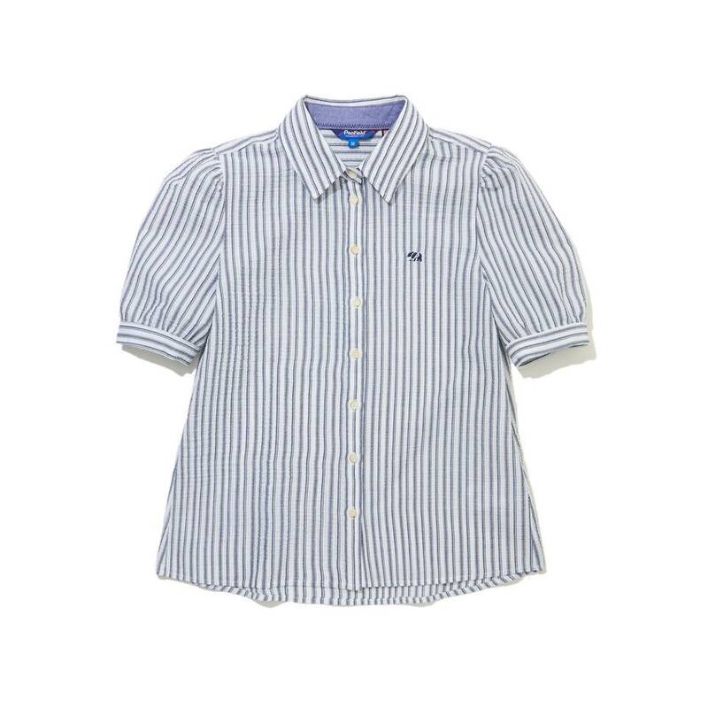 ペンフィールド PENFIELD 刺繍入りパンチングストライプパフシャツ ネイビー FS2WR28F 481443