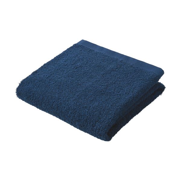 （まとめ）日本製業務用厚手バスタオル ネイビー 1枚 [x5セット]