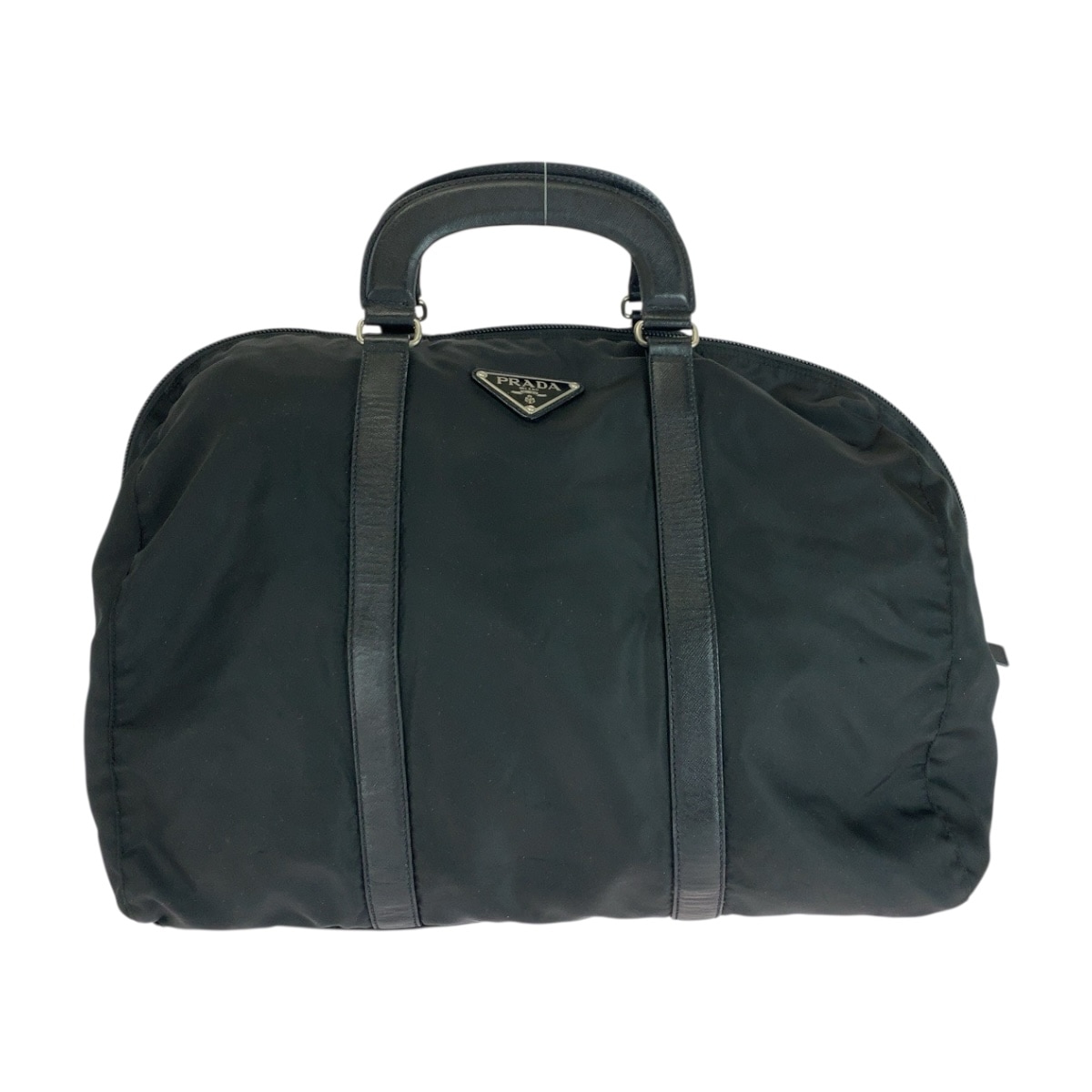 美品 テスート 三角ロゴプレート ブラック 黒 シルバー金具 ナイロン ボストンバッグ ハンドバッグ メンズ 505066