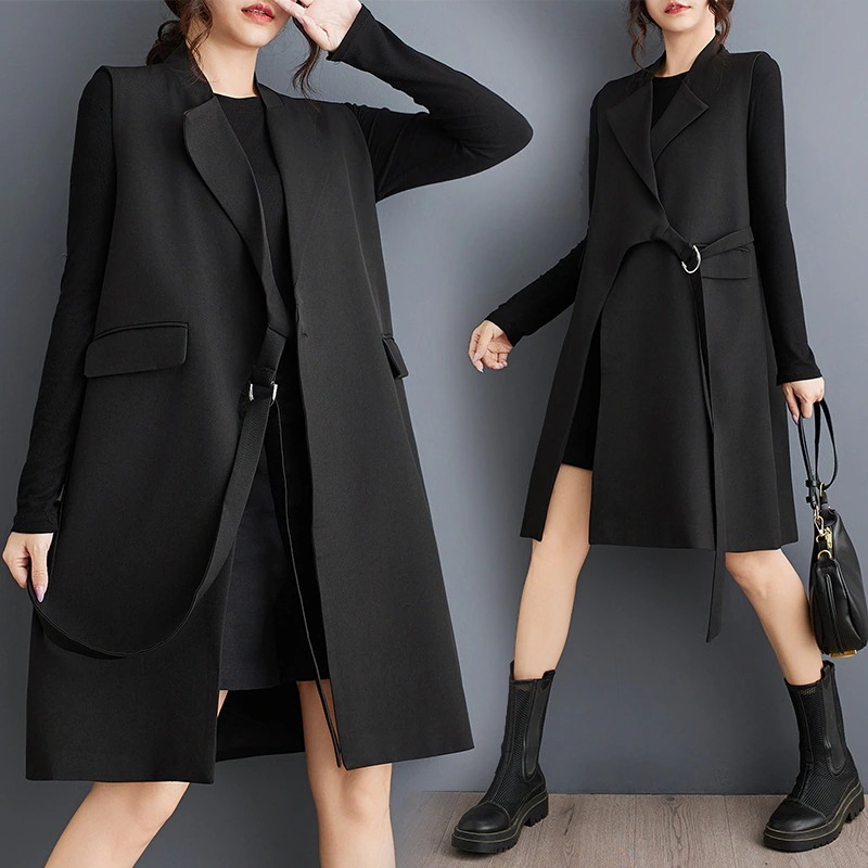 秋のファッション大衆デザインの不規則なノースリーブスーツのコート