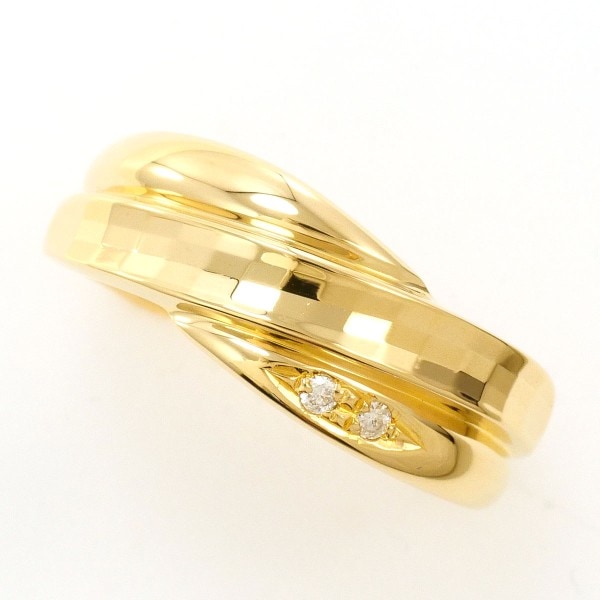 K18 18金 YG イエローゴールド リング 指輪 11号 ダイヤ ジュエリー 中古