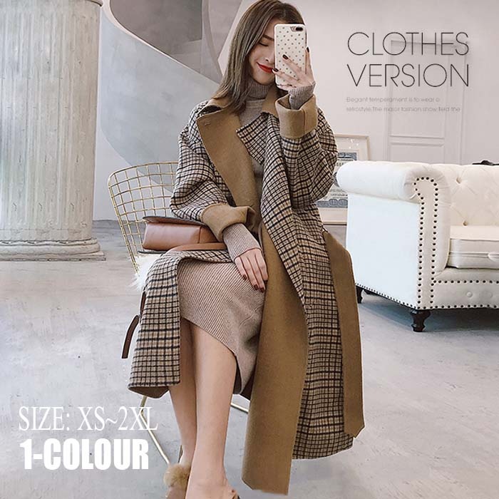 コート 冬服 ラシャコート お洒落 女性 アウター 折り襟 ロング 通勤 カジュアル 秋服 レディース シンプル オフィス オーバーコート チェックコート 春秋 チェスターコート ポケット ゆったり