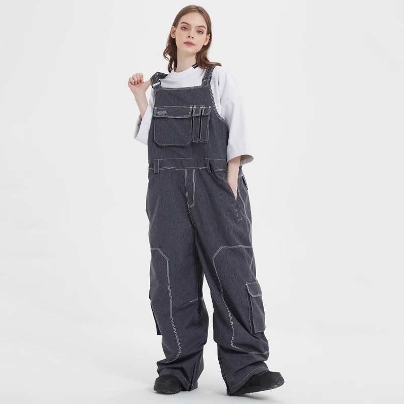 （1～3日で出荷）スノーボードウェア 2024 2025 単品 パンツ つなぎ メンズ レディース オールインワン デニムパンツ ズボン ゆったり スウェット 韓国風 防水 スノボー スノー スキーウ