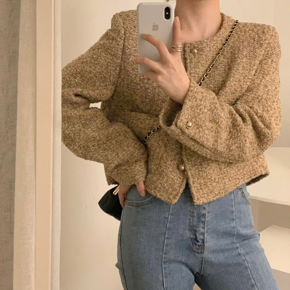 ブークル 金メッキ ツイード ジャケット