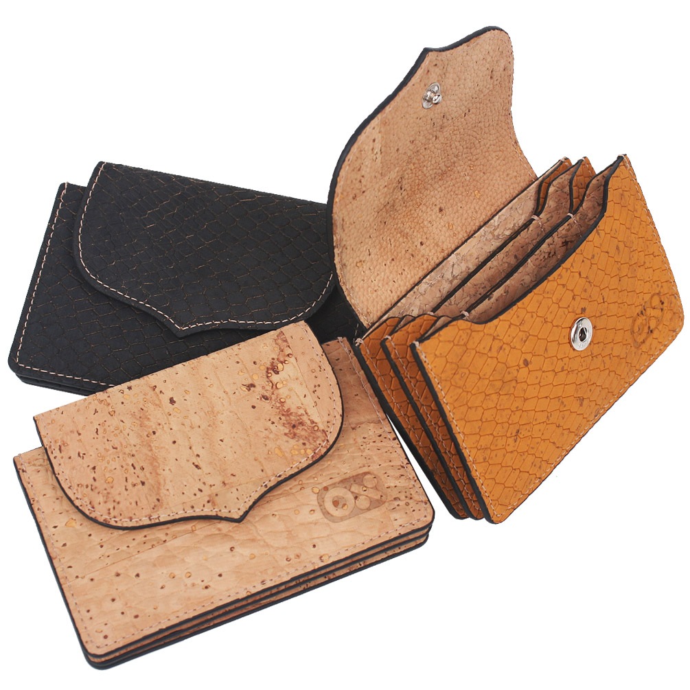 アコーディオンレディースカードコインケース植物革コルクビーガン財布
