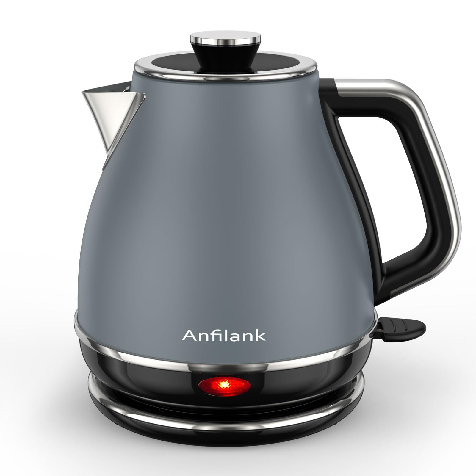 ANFILANK 電気ケトル ステンレス製 1.0L 電気湯沸かし器 急速湯沸かし/空焚き防止/自動電源OFF PSE認証済み お手入れ簡単 二年 (グレー)