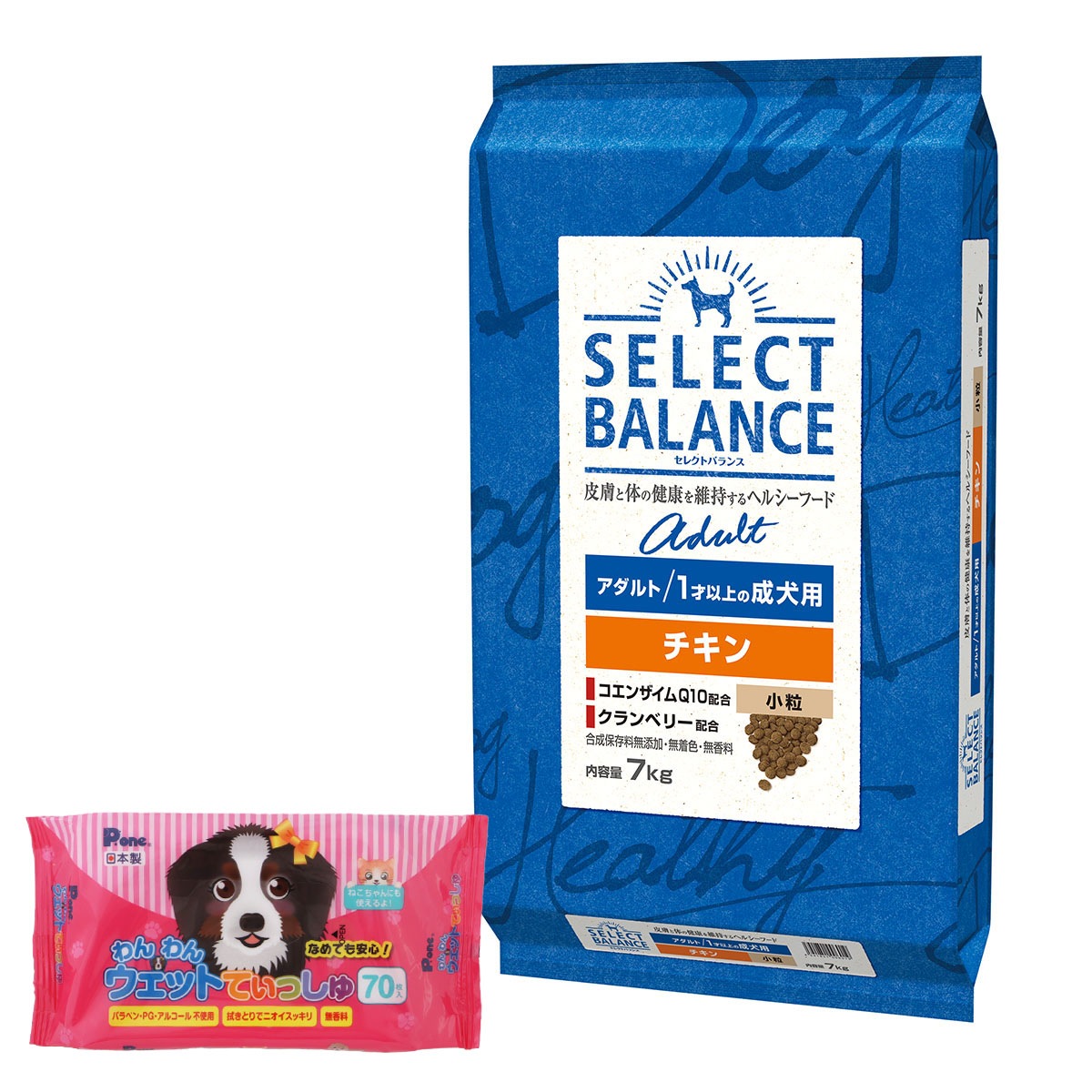 ドッグフード アダルトチキン 小粒7kg【わんわんウエットてぃっしゅ1個付き】