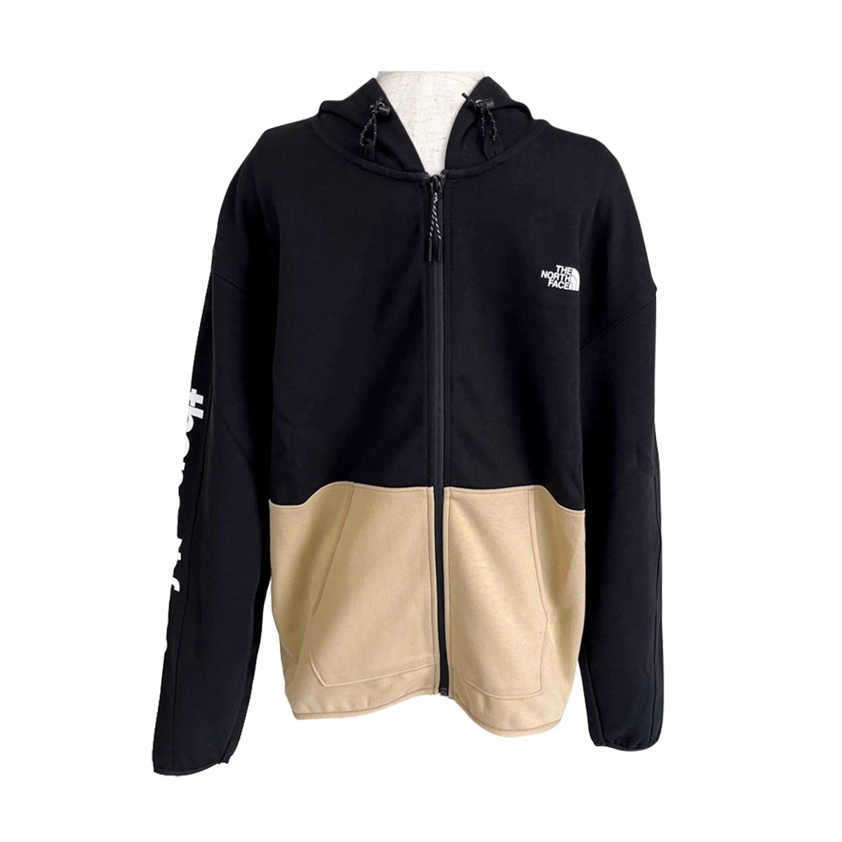 ジャージー フード付き ジップアップパーカー 長袖 メンズ フード フルジップ ブルゾン ロゴ ブランド ハイキング 登山 黒 ブラック カーキ NF0A7UQ2