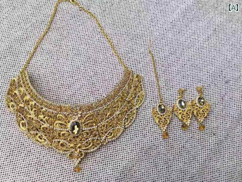 ベリーダンス アクセサリー ネックレス インド パキスタン セクシー ラインストーン レディース イヤリング 眉毛 ペンダント セット ジュエリー