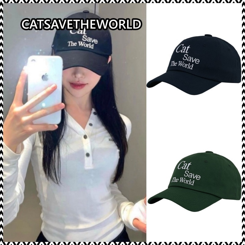 CATSAVETHEWORLD SLOGAN LETTERING BALL CAP
