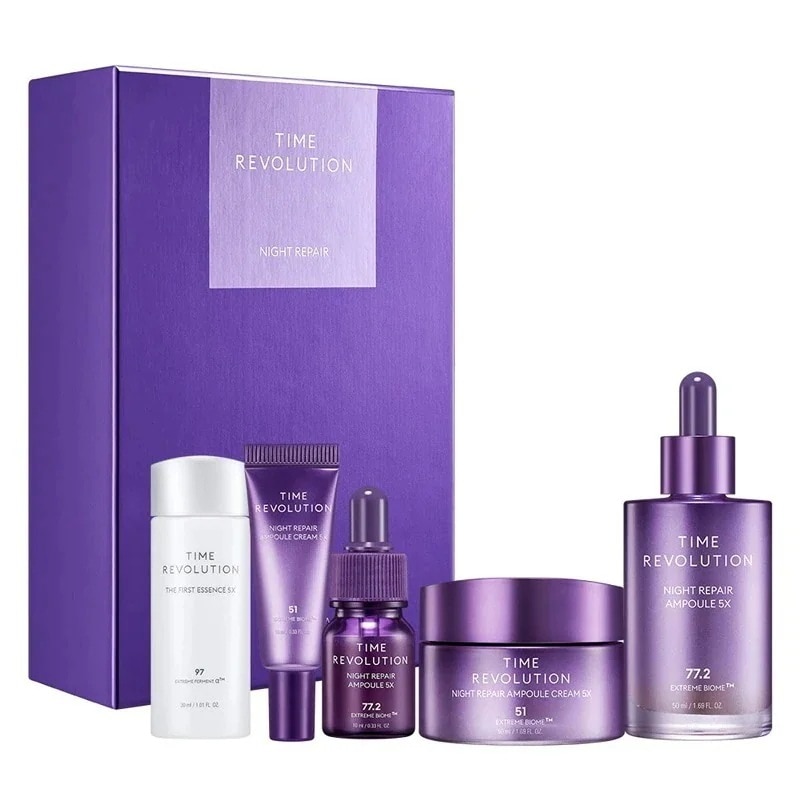 タイムレボリューションナイトリペアアンプル 50ml+クリーム 50ml スキンケア セット 韓国 コスメ 人気 しわ 栄養 保湿 美容液 クリーム 母の日 プレゼント ギフト 誕生日