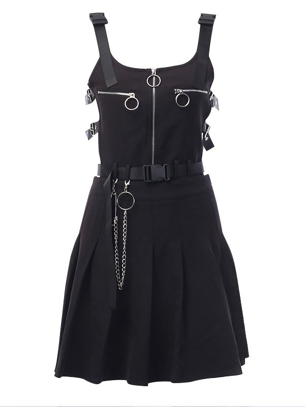 【2点購入で150OFF】【新品開催 】軍事ロリータJSKドレスグロメットチェーン金属詳細ロリータジャンパースカート