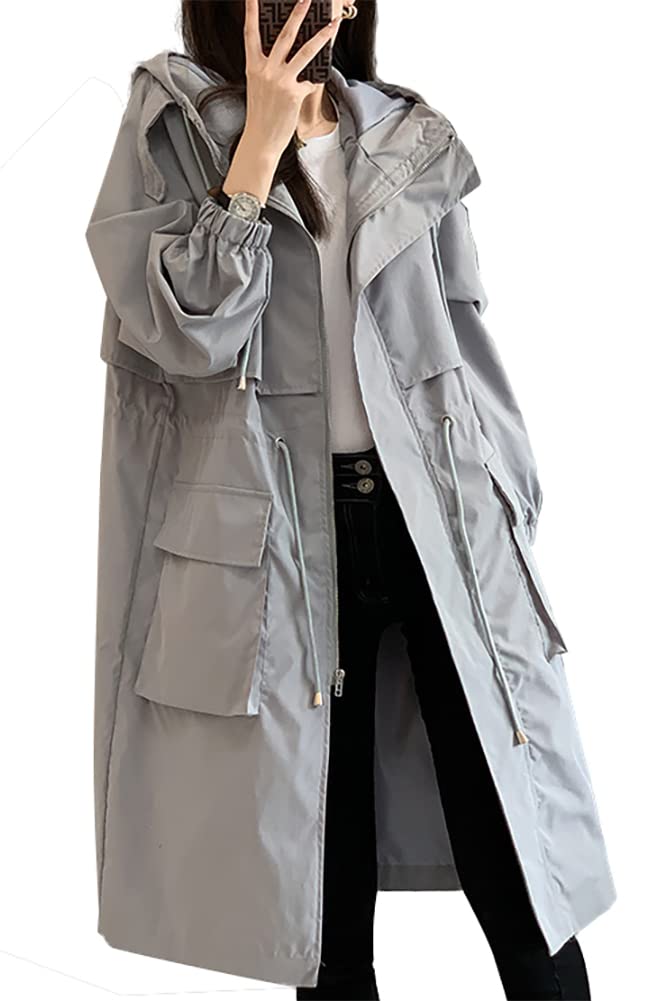 [Ｃｈｕｂｉｋｉｍｅ] アウター ジップアップ コート レディース ジャケット フード付き トレンチコート ロング丈 スプリングコート 秋 冬 春