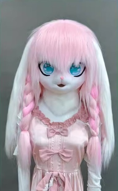着ぐるみヘッド ウサギ ライトピンク 兎面 垂れ耳 全頭ヘッド ケモノ マスク ファースーツ ぬいぐるみ コスプレ コスチューム 7,552円