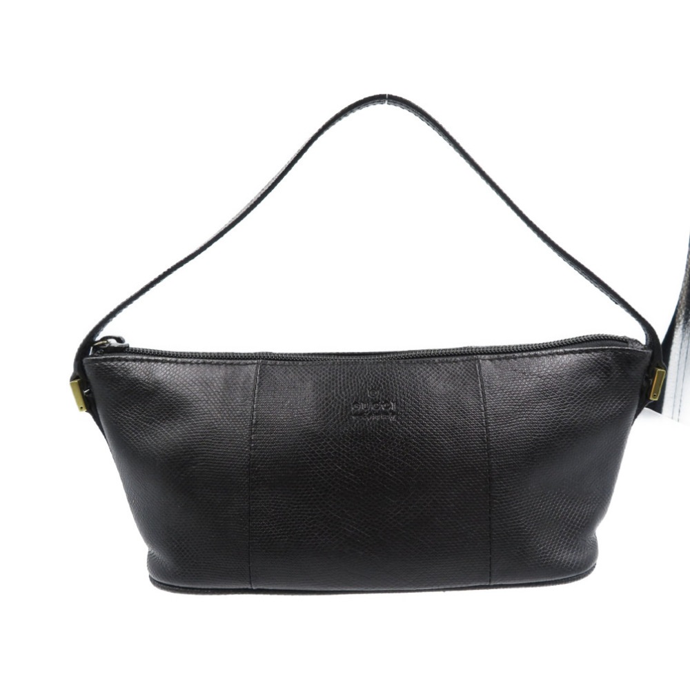 美品 250001 ハンドバッグ リザード/リザード ブラック 0141【中古】 レディース