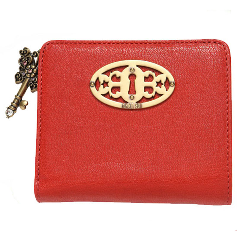 Bag & Wallet ドリーム Lファスナー二つ折り財布 赤 レッド やぎ革 鍵 キー バタフライ ウォレット 薔薇 ブランド クリスマス ハロウィン バレンタイン 新居祝い お返し 誕生日 プレ