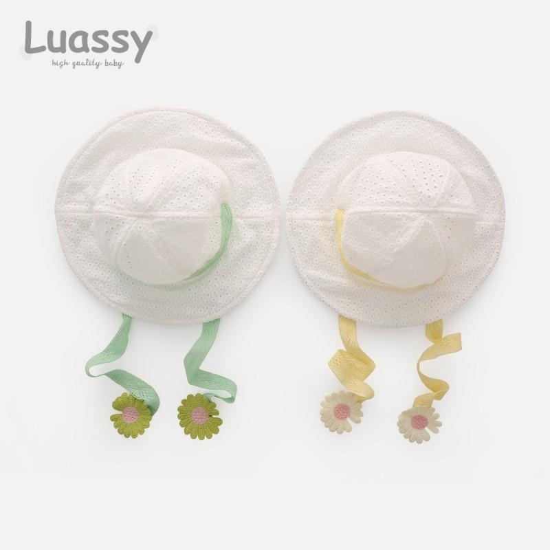 サンハット 子供 帽子 ベビー メッシュ 夏 薄手 女の子 太陽 日焼け防止 緑 黄 幼児 キッズ ファッション コットン 韓国 日よけ 花 シンプル おしゃれ かわいい