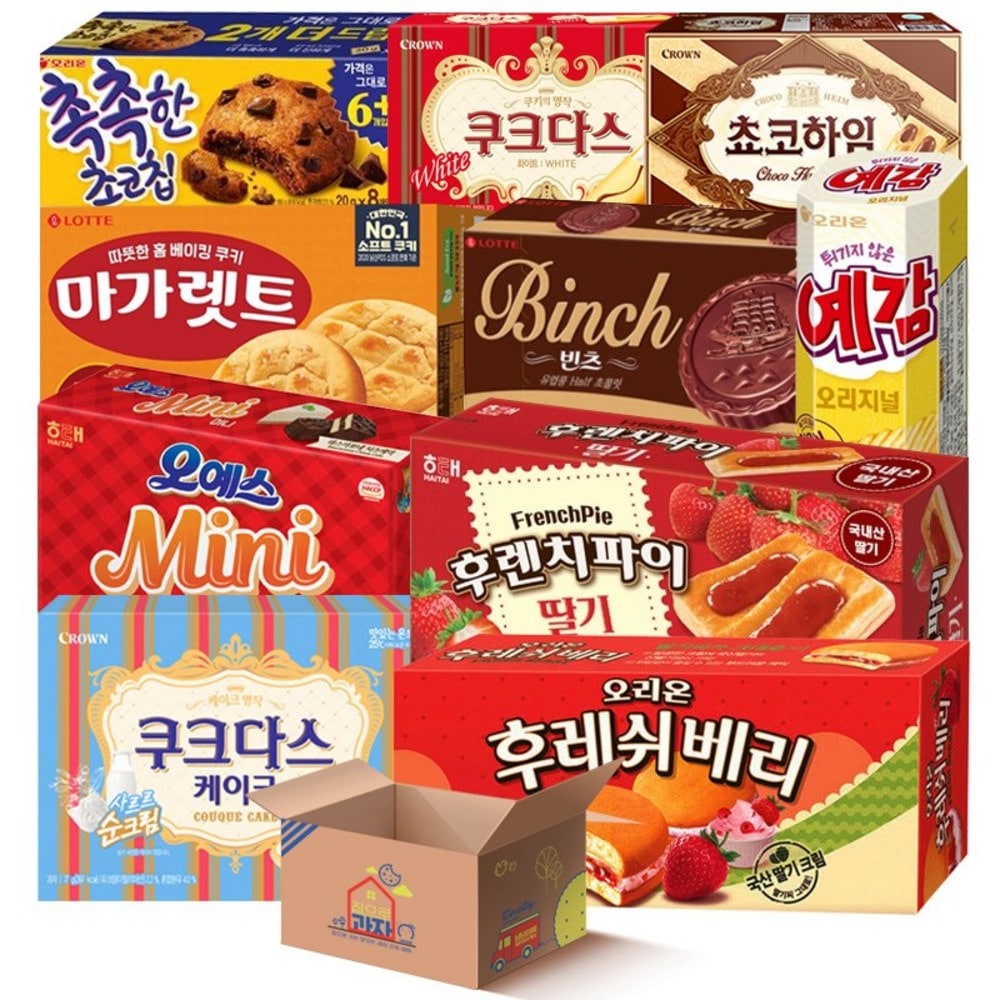 韓国 大容量 お菓子フレッシュベリー+オイエスミニ+予感+しっとりチョコチップ+マーガレット+クックダス+チョコハイム+ビンツ+フレンチパイ+クックダスケーキ10種構成菓子セット 4,738円