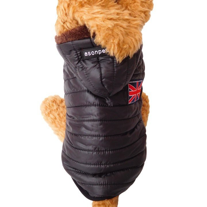 高い素材 ユニオンジャックファッショナブルな犬のドッグウェアバックボアフーディーコートジャケットアウターウェア ドッグウェア