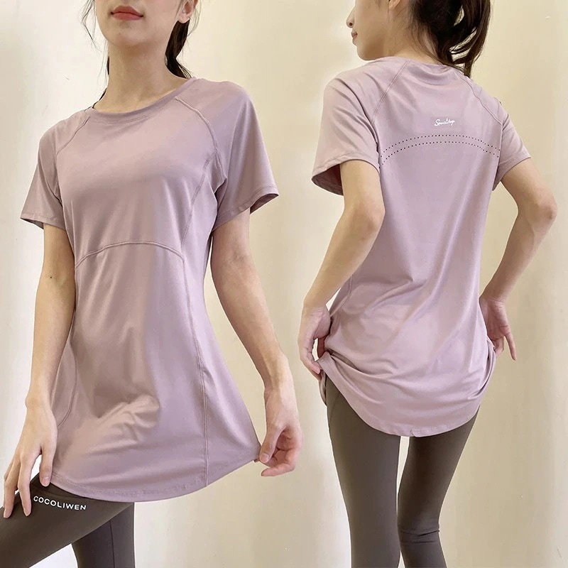 春 夏 ファッション レディースヨガウェア ヨガトップス ロンT 通気 速乾 半袖 体型カバー エクササイズ 着痩せ ジャージ トレーナー レディース ヨガウェア ピラティス