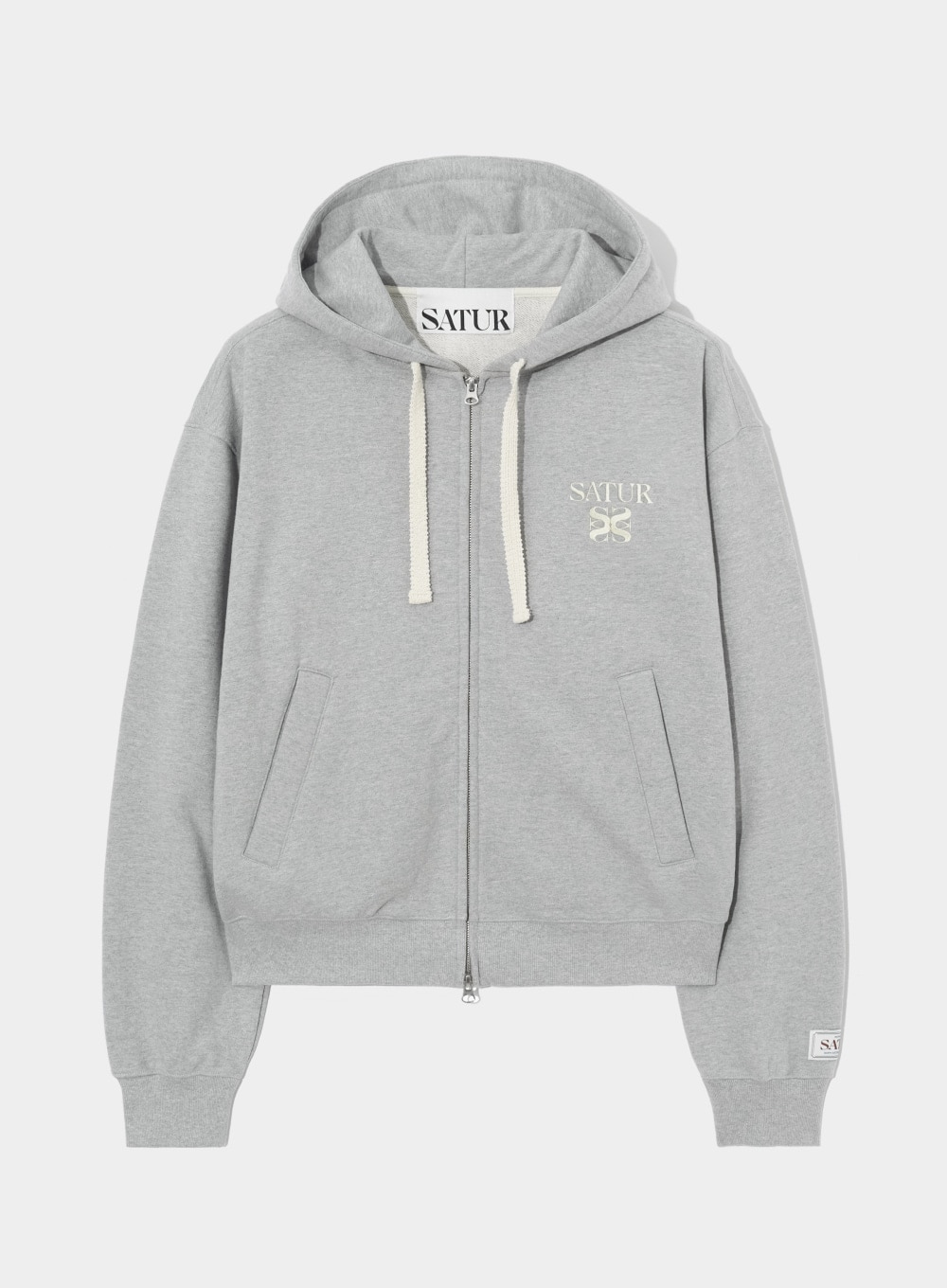 【SATUR】 CLASSIC LOGO HOOD ZIP-UP : MELANGE GRAY