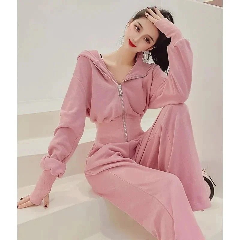 韓風ファッション スポーツウェア セットアップ 春春冬春服 カーディガン+ワイドパンツ 上下2点セット