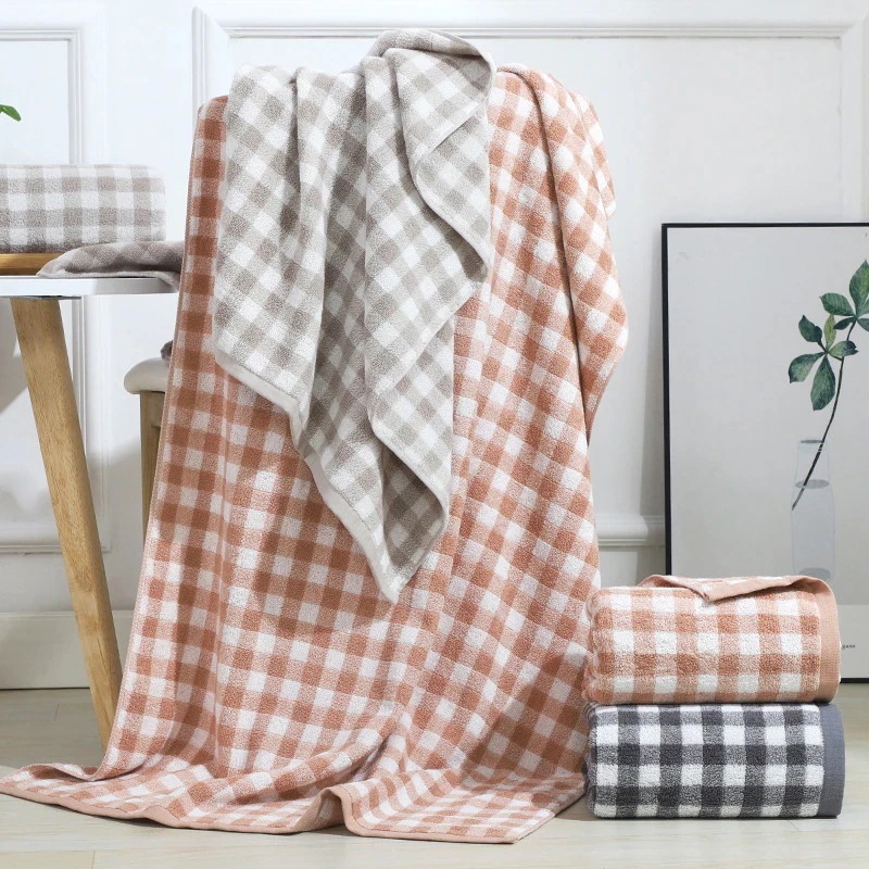 バスタオル タオル 2枚セット チェック柄 しっかり吸水 ふわふわ 柔らかい 速乾 優しい肌触り シンプル 軽い おしゃれ ギフト 大人 4,966円