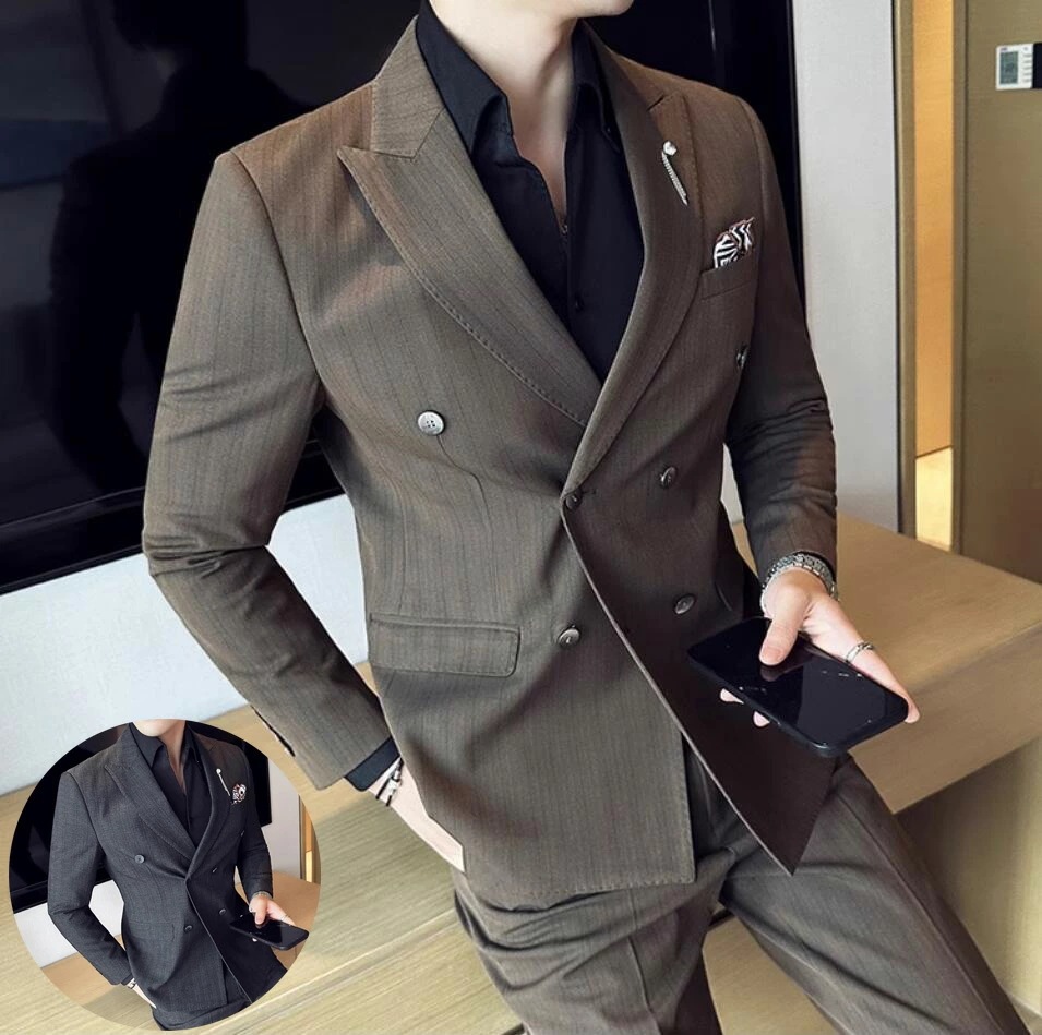 ダブルスーツ ビジネススーツ 通勤 2点セット ジャケット+パンツ メンズスーツ カジュアル シングルスーツ スーツセット セットアップ メンズ 結婚式スーツ 紳士服 披露宴 二次会 パーティー フォ