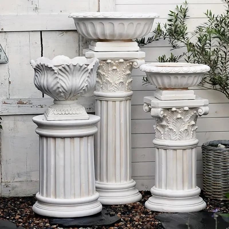 プランタースタンド シャビーシック ホワイト ガーデンオーナメント 置物 オブジェ 花台 屋外 庭 白 デコレーション 装飾 おしゃれ インテリア