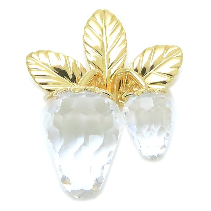 ストロベリー ブローチ GP ゴールドメッキ 苺モチーフ クリスタル レディース /294266【中古】