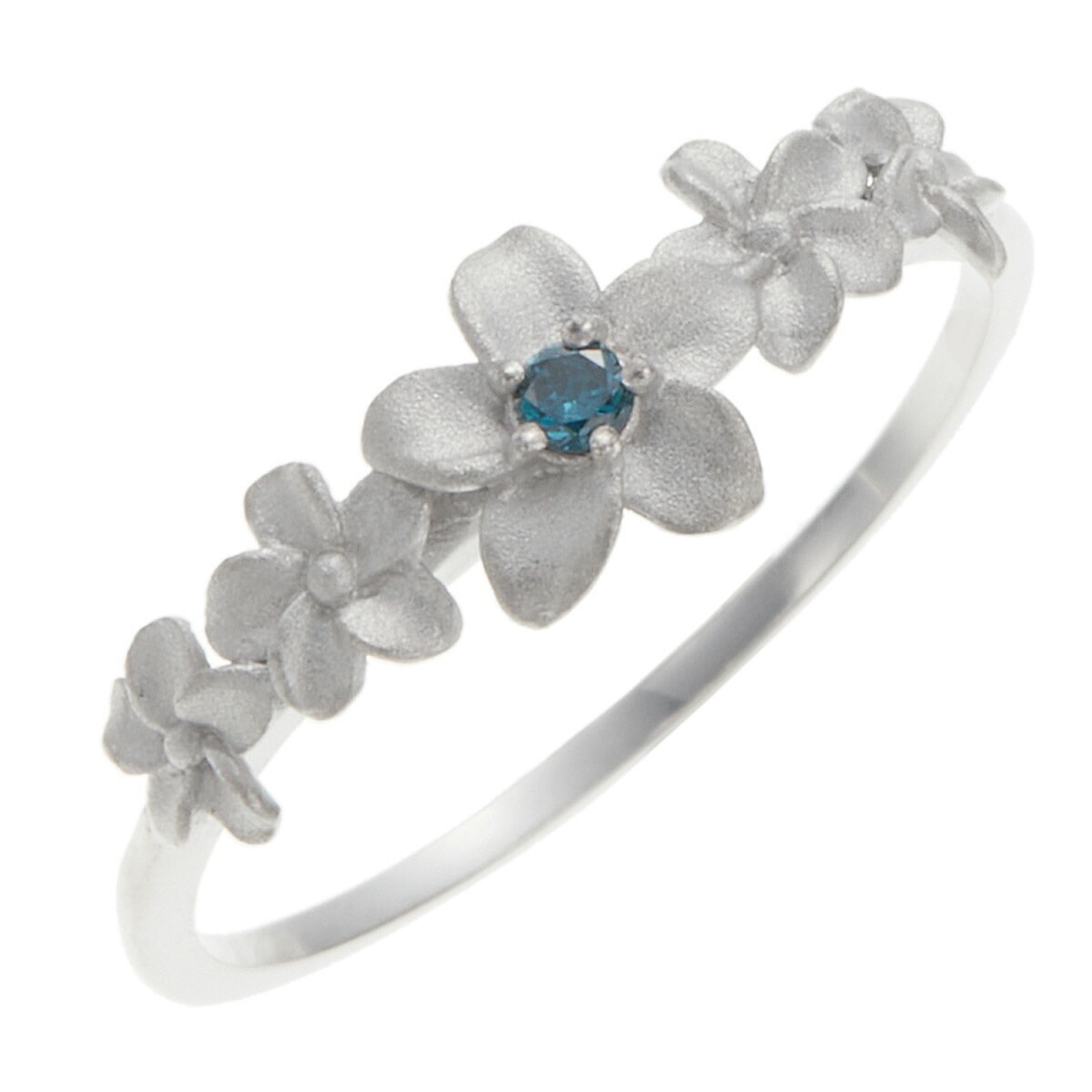リング レディース シルバー925製 ブルーダイヤモンド プルメリア連 花 ワンストーン ハワジュ 7,311円