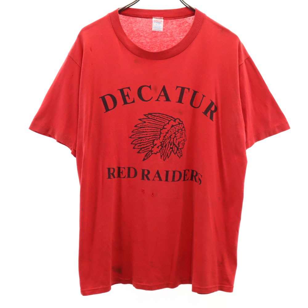 70s 80s USA製 ヴィンテージ シングルステッチ 半袖 Tシャツ XL 赤 メンズ