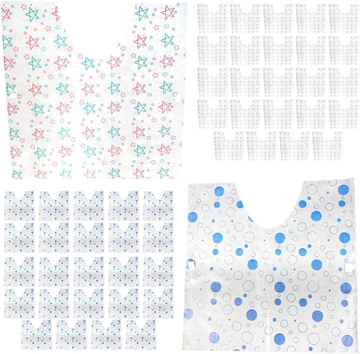 撥水 トイレマット 使い捨て 50枚 スベリ止め付き カットできる 男性小便器対応(水玉星, 50枚)