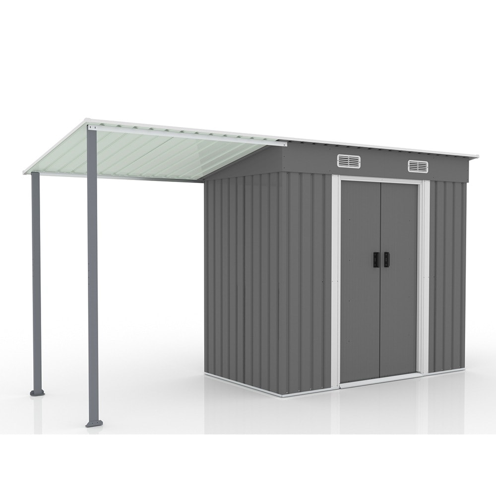 【国内3日内出荷】サイドオーニング付き　物置 屋外 大型 倉庫 大型物置 戸外収納庫 物置 防水/耐侯 収納可能 ガーデン/庭/田畑/農場 頑丈 大容量 スチール　引き戸 換気口付き 床なし