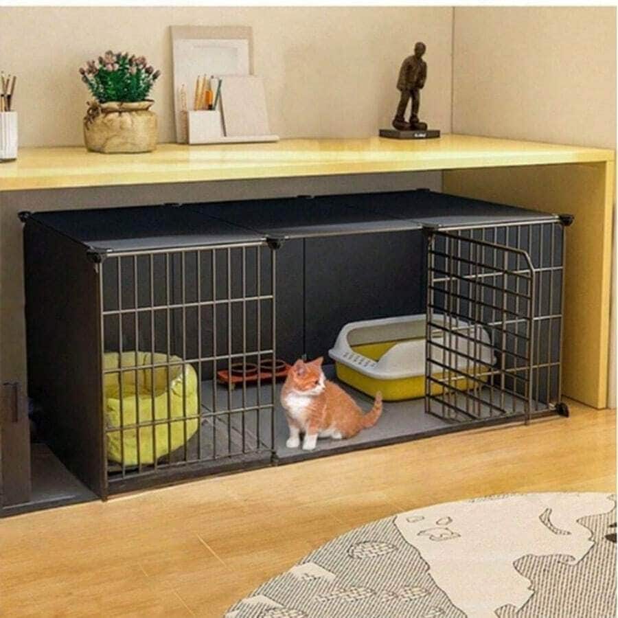 拡張可能な大型ペットケージ(カバー付き)リター付きホームキャットビラ広々とした3階建てのインドアペットケージ(猫犬鶏ウサギ用)錆に強い金属製フェンス屋内外で使用可能