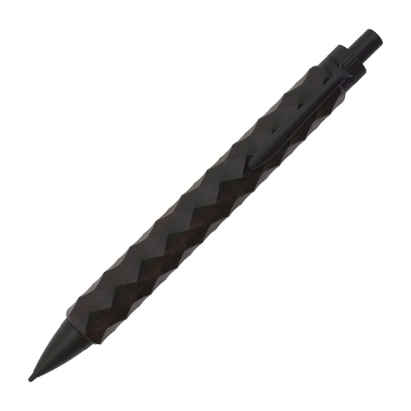 水光/菱形模様 木製 シャープペン 0.5mm【縞黒檀】 MZK-41s-kokutan